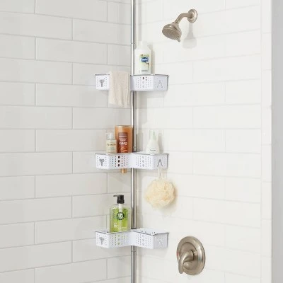 Steel Corner L Shaped Tension Pole Caddy Chrome - Room Essentials™