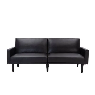 Faux Leather Futon Sofa With Arms Black - Room Essentials™ - Image 3