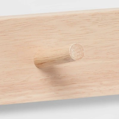 Wood 4 Hooks Rail Natural - Brightroomâ„¢ - Image 2