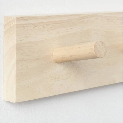 Wood 3 Hooks Rail Natural - Brightroomâ„¢ - Image 2
