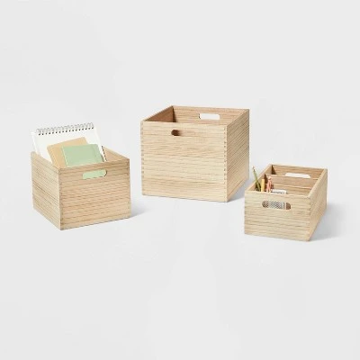 Small Decorative Light Wood Crate Natural - Brightroomâ„¢ - Image 3