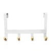 Mixed Material Over The Door 4 Hooks Rail Light Wood On Matte White - Brightroom™