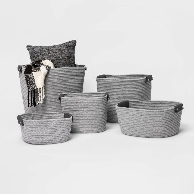 13" Half Coiled Rope Basket Gray - Brightroom™ - Image 3