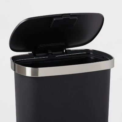 Plastic Locking Lid Step Trash Can Black - Brightroomâ„¢" - Image 2