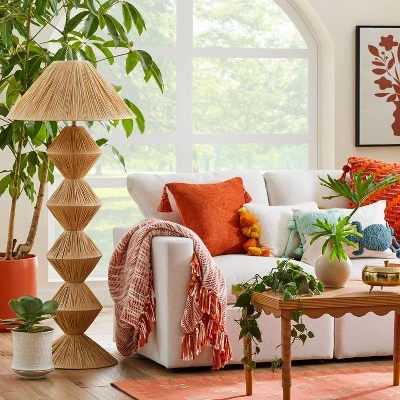 Faux Raffia Floor Lamp Brown (Includes LED Light Bulb) - Opalhouseâ„¢ Designed With Jungalow