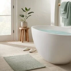 34"x21" Textured Bath Mat Teal - Casalunaâ„¢