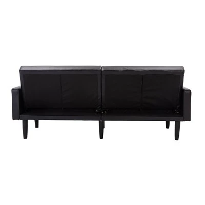 Faux Leather Futon Sofa With Arms Black - Room Essentials™ - Image 9