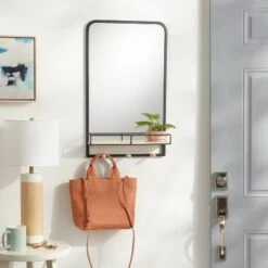 Metal Entryway Organizer With Mirror Large Natural - Brightroomâ„¢