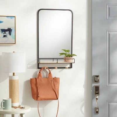 Metal Entryway Organizer With Mirror Large Natural - Brightroomâ„¢