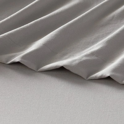 Queen Garment Washed Microfiber Solid Sheet Set Gray - Room Essentials™ - Image 2