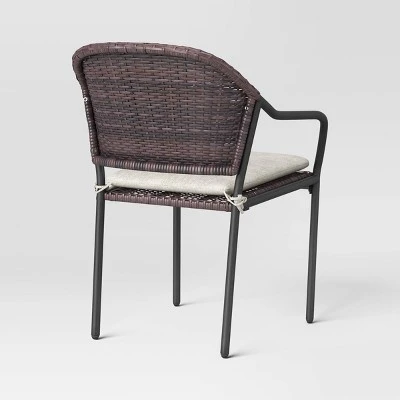 3pc Wicker Bistro Set With Cushions - Dark Brown - Room Essentials™ - Image 4