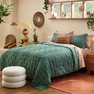 Vintage Chenille Sunset & Vine Quilt Sham Light Teal - Opalhouse™ Designed With Jungalow™