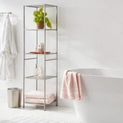 Tall Bath Storage Tower Brushed Nickel Metal - Brightroomâ„¢