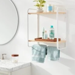 Wood Wall Shelf White Metal - Brightroomâ„¢