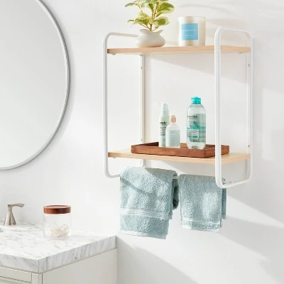 Wood Wall Shelf White Metal - Brightroomâ„¢