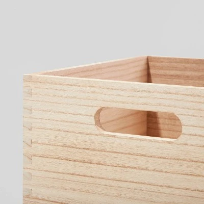 Small Decorative Light Wood Crate Natural - Brightroomâ„¢ - Image 2