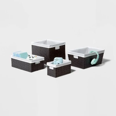 17" X 12" X 8" Large Woven Lined Basket Black - Brightroomâ„¢ - Image 3