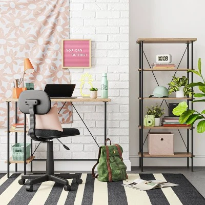 Mixed Material Desk With Shelves Natural - Room Essentialsâ˘