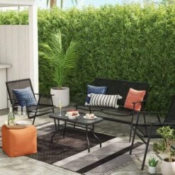 4pc Sling Patio Conversation Set - Black - Room Essentials™