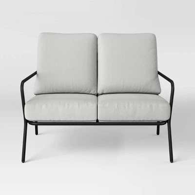 Metal Mesh Loveseat With Double Cushions Black/Gray - Room Essentials™ - Image 2