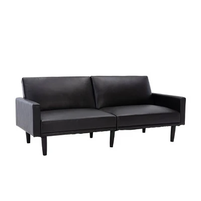 Faux Leather Futon Sofa With Arms Black - Room Essentials™ - Image 7