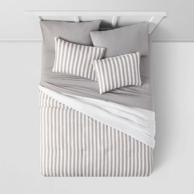 Stripe Microfiber Reversible Comforter & Sheet Set Gray - Room Essentials⢠- Image 2