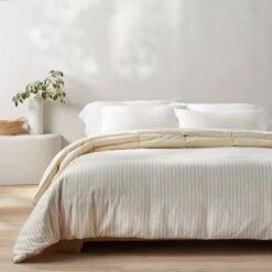 Heavyweight Linen Blend Stripe Comforter & Sham Set - Casaluna™